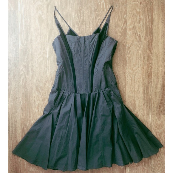 Zac Posen Gray Black Corset Bustier Dress SZ 8 6 - Picture 4 of 8